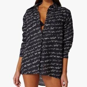 WeWoreWhat Black Shirt with White Script